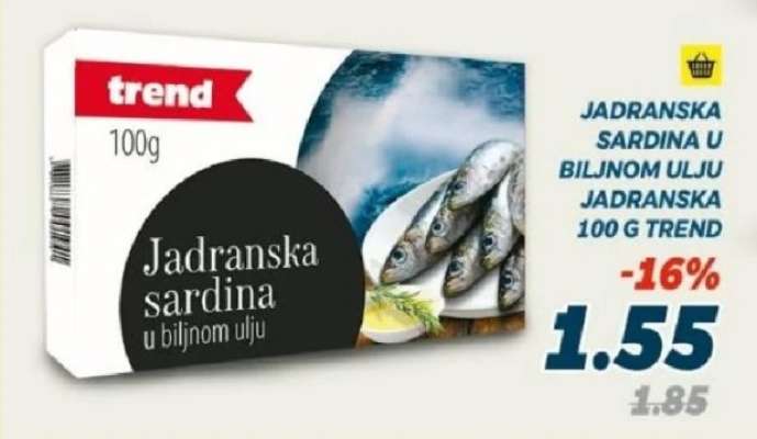 JADRANSKA SARDINA U BILJNOM ULJU JADRANSKA 100 G TREND