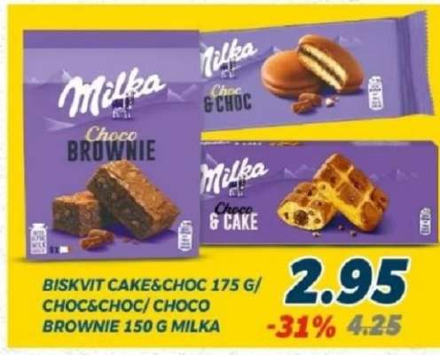 BISKVIT CAKE&CHOC 175 G/ CHOC&CHOC/ CHOCO BROWNIE 150 G MILKA