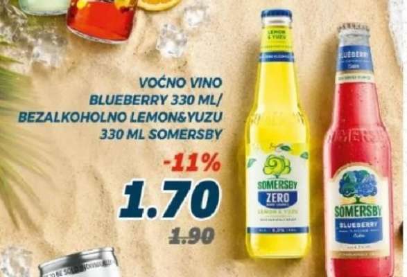Voćno vino Blueberry 330 ml / Bezalkoholno Lemon&Yuzu 330 ml Somersby