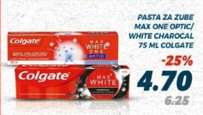 PASTA ZA ZUBE MAX ONE OPTIC/WHITE CHARCOAL 75 ML COLGATE