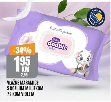 Vlažne maramice s kozjim mlijekom 72 kom, Violeta