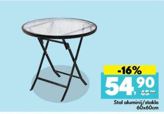 Stol aluminij/staklo