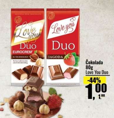 Čokolada 80g Love You Duo