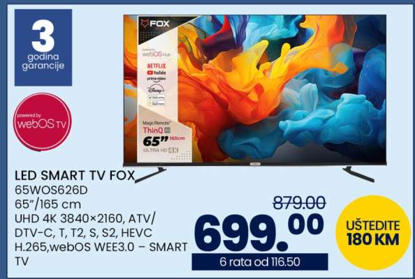 LED SMART TV FOX 65WOS626D