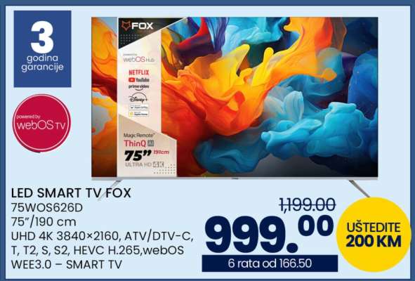 LED SMART TV FOX 75WOS626D