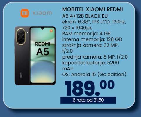 MOBITEL XIAOMI REDMI A5 4+128 BLACK EU
