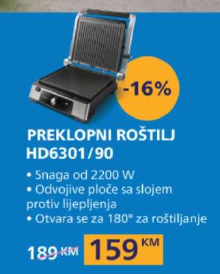 Preklopni roštilj HD6301/90