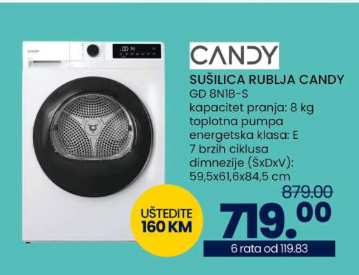 SUŠILICA RUBLJA CANDY GD 8N1B-S