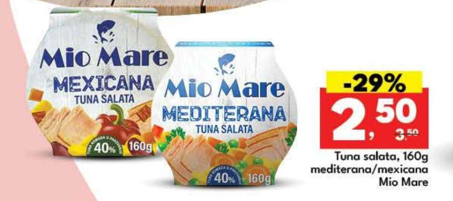 Tuna salata, 160g mediterana/mexicana Mio Mare