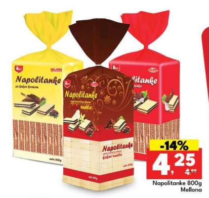 Napolitanke 800g Mellona