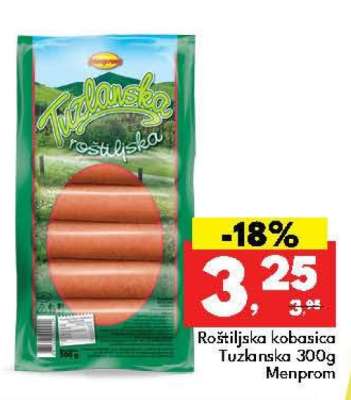Roštiljska kobasica Tuzlanska 300g Menprom