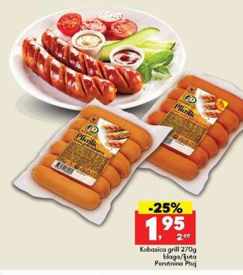 Kobasica grill 270g blaga/ljuta Perutnina Ptuj