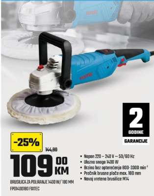 BRUSILICA ZA POLIRANJE 1400 W / 180 MM