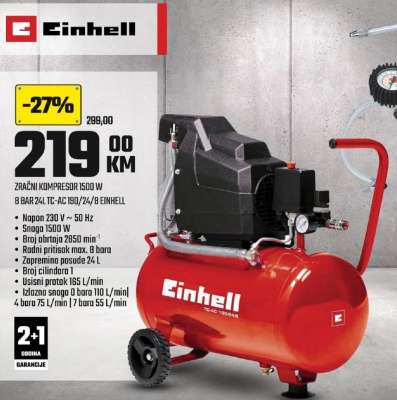 Einhell Zračni kompresor 1500 W