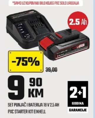 SET PUNJAČ I BATERIJA 18 V 2.5 AH PXC STARTER KIT EINHELL