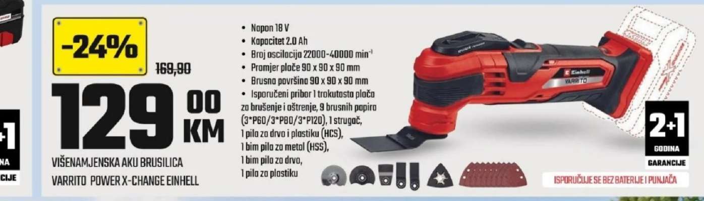 VIŠENAMJENSKA AKU BRUSILICA VARIITO POWER X-CHANGE EINHELL