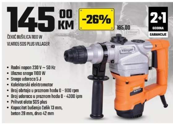 Čekić bušilica VLN1105 SDS Plus Villager