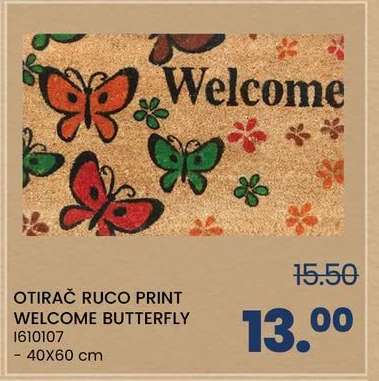 OTIRAČ RUCO PRINT WELCOME BUTTERFLY