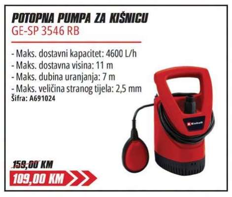 POTOPNA PUMPA ZA KIŠNICU GE-SP 3546 RB