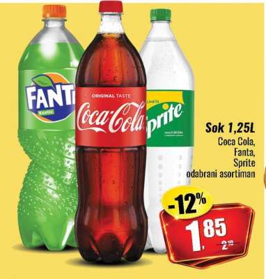 Sok 1,25L Coca Cola, Fanta, Sprite