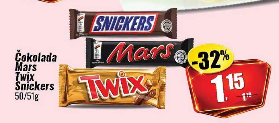Čokolada Mars Twix Snickers