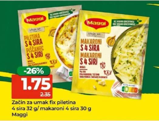 Začin za umak fix piletina 4 sira 32 g/ makaroni 4 sira 30 g Maggi