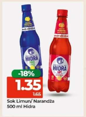 Sok Limun/ Narandža 500 ml Hidra