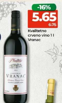 Kvalitetno crveno vino 1 l Vranac