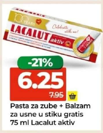 Pasta za zube + Balzam za usne u stiku gratis 75 ml Lacalut aktiv
