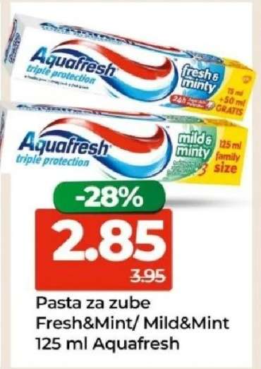 Pasta za zube Fresh&Mint/ Mild&Mint 125 ml Aquafresh