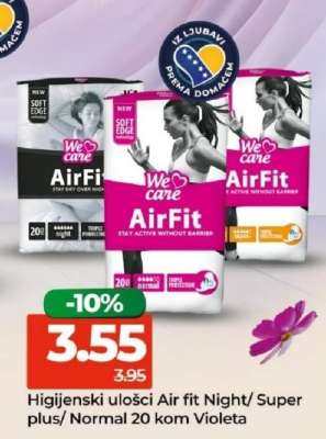 Higijenski ulošci Air fit Night/ Super plus/ Normal 20 kom Violeta