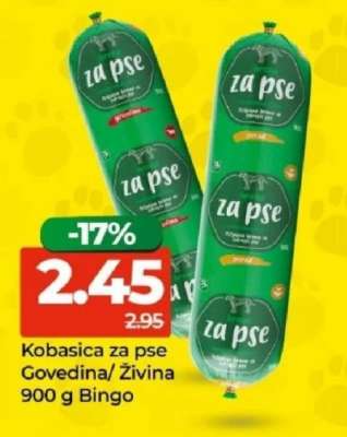 Kobasica za pse govedina/živina 900 g Bingo