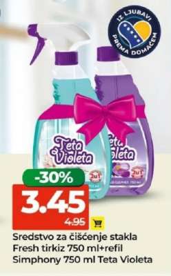Sredstvo za čišćenje stakla Fresh tirkiz 750 ml+refil Simphony 750 ml Teta Violeta