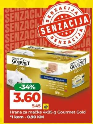 Hrana za mačke 4x85 g Gourmet Gold