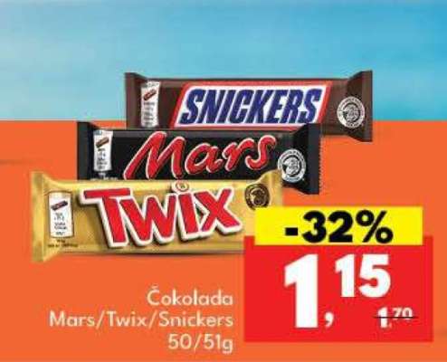 Čokolada Mars Twix Snickers