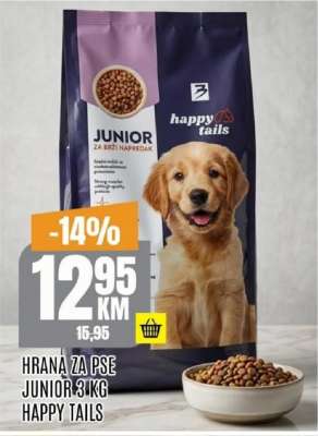 HRANA ZA PSE JUNIOR 3KG HAPPY TAILS