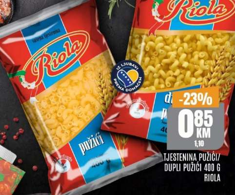 Tjestenina pužići/dupli pužići 400 g Riola