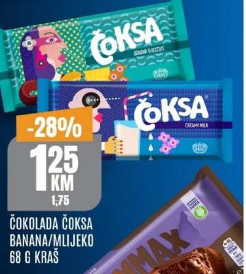 ČOKOLADA ČOKSA BANANA/MLIJEKO 68 G KRAŠ
