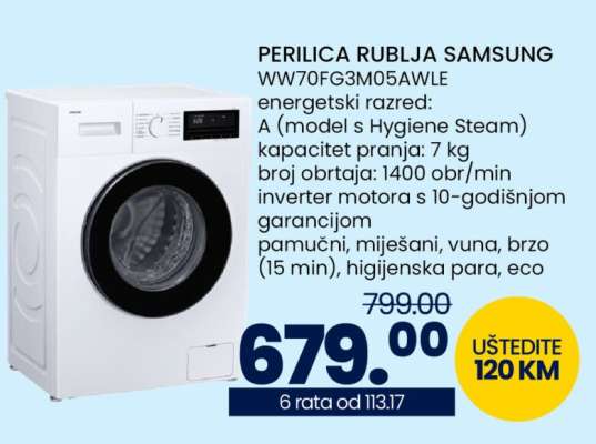 PERILICA RUBLJA SAMSUNG WW70FG3M05AWLE