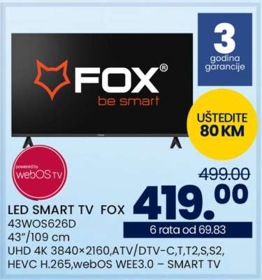 LED SMART TV FOX 43WOS626D