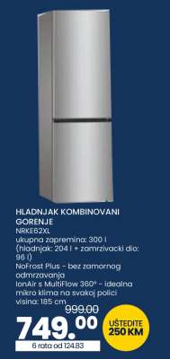 HLADNJAK KOMBINOVANI GORENJE NRK62EXL