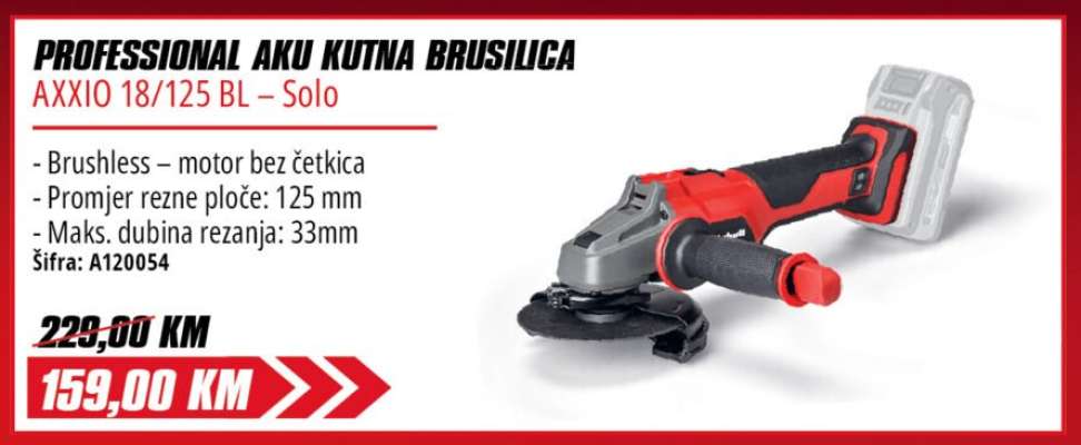 PROFESSIONAL AKU KUTNA BRUSILICA AXXIO 18/125 BL - SOLO