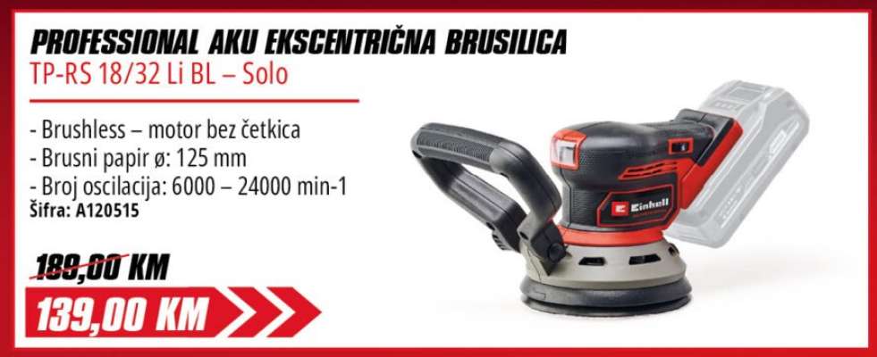 PROFESSIONAL AKU EKSCENTRIČNA BRUSILICA TP-RS 18/32 Li BL – Solo