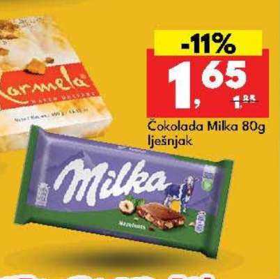 Čokolada Milka 80g lješnjak
