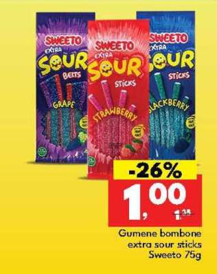 Gumene bombone extra sour sticks Sweeto 75g