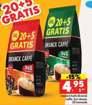 Instant kafa Branck caffe 3u1 classic 25 komada