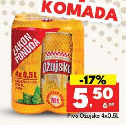Pivo Ožujsko 4x0,5L