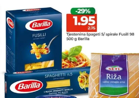 Tjestenina špageti 5/ spirale Fusill 98 500 g Barilla