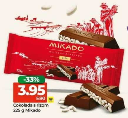 Čokolada s rižom 225 g Mikado