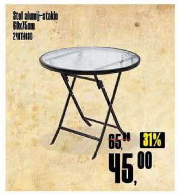 Stol aluminij/staklo